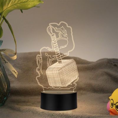 The 3D Hammer of Thor Night Lamp with warm white light